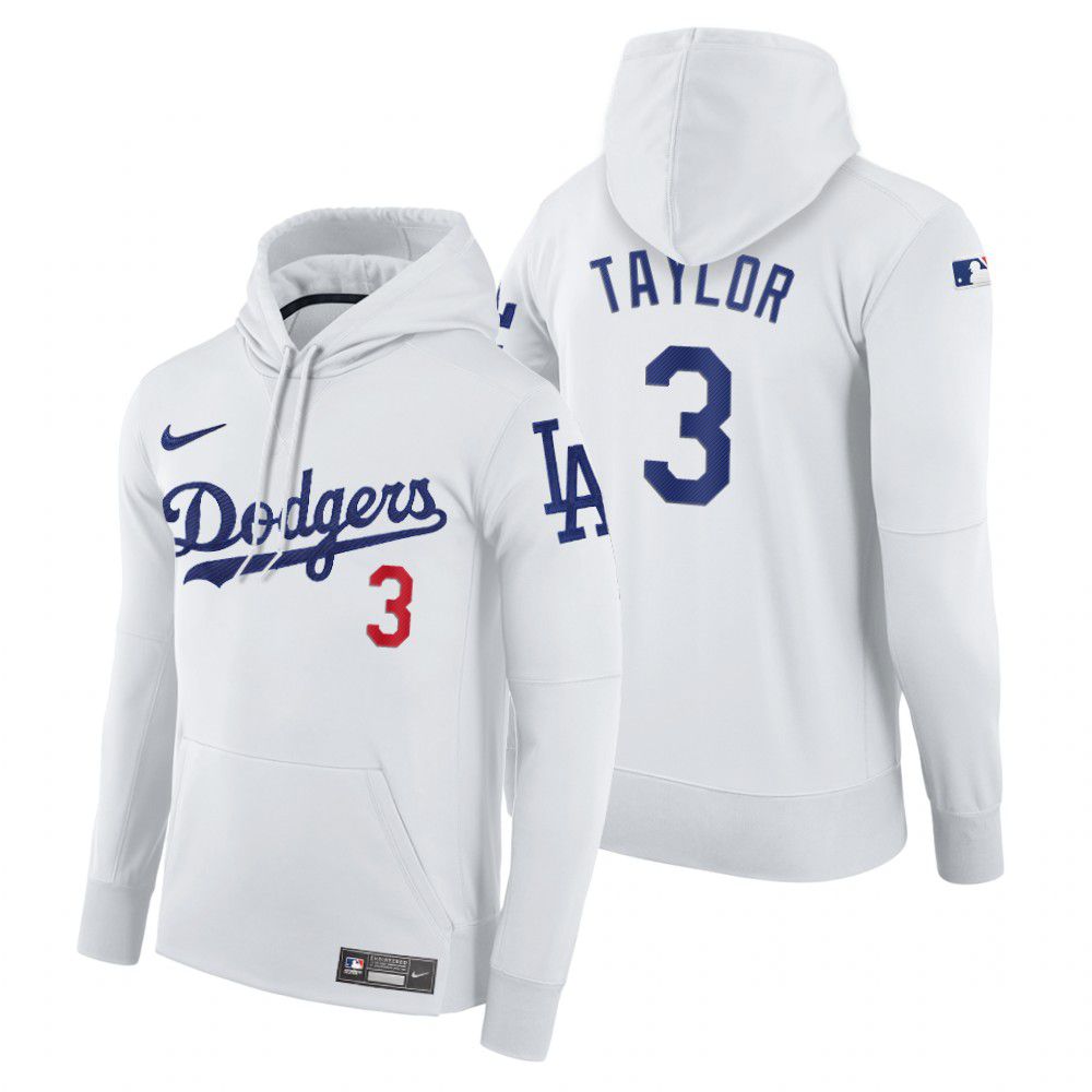 Men Los Angeles Dodgers #3 Taylor white home hoodie 2021 MLB Nike Jerseys